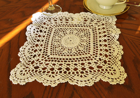 Square Crochet Doilies. 12" Square. Wheat color. 2 pieces pack